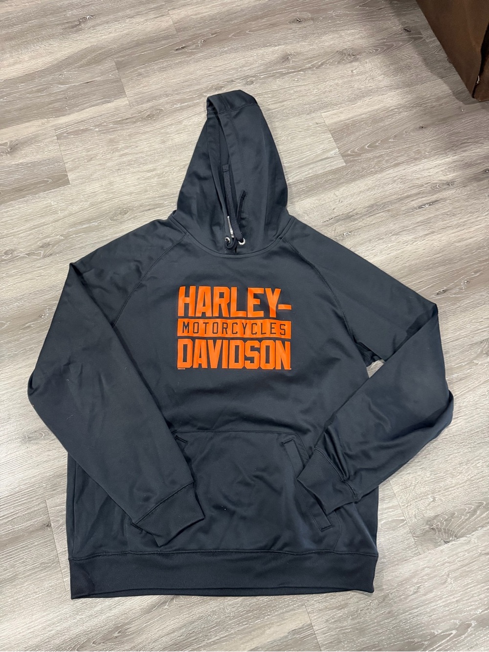 Harley-Davidson Black Crewneck Hoodie with Orange Logo